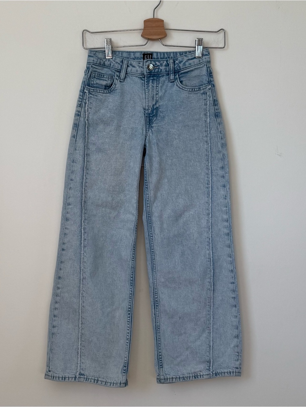 Gap Kids Girls Size 10 Wide Leg Forward Seam Jeans Light Wash Adjustable Waist